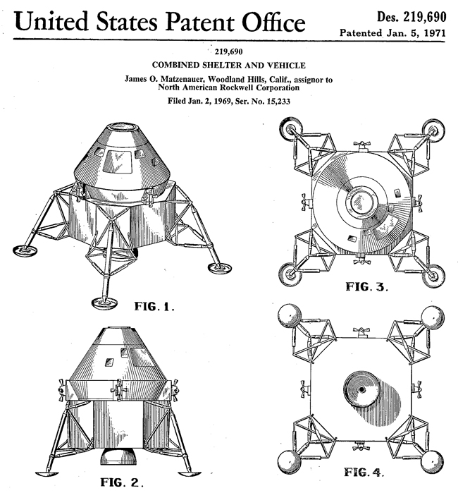 月着陸船に関する米国のデザイン・パテント