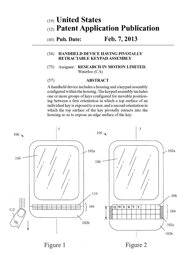 スマホ用キーボードに関する米国特許出願